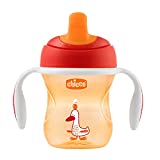 Chicco Training Cup, 1 Kids Drip Cup 200 ml, A 6+ Months Learn to Drink Cup, con pico ergonómico semisuave, válvula y asas extraíbles - verde / naranja, colores surtidos